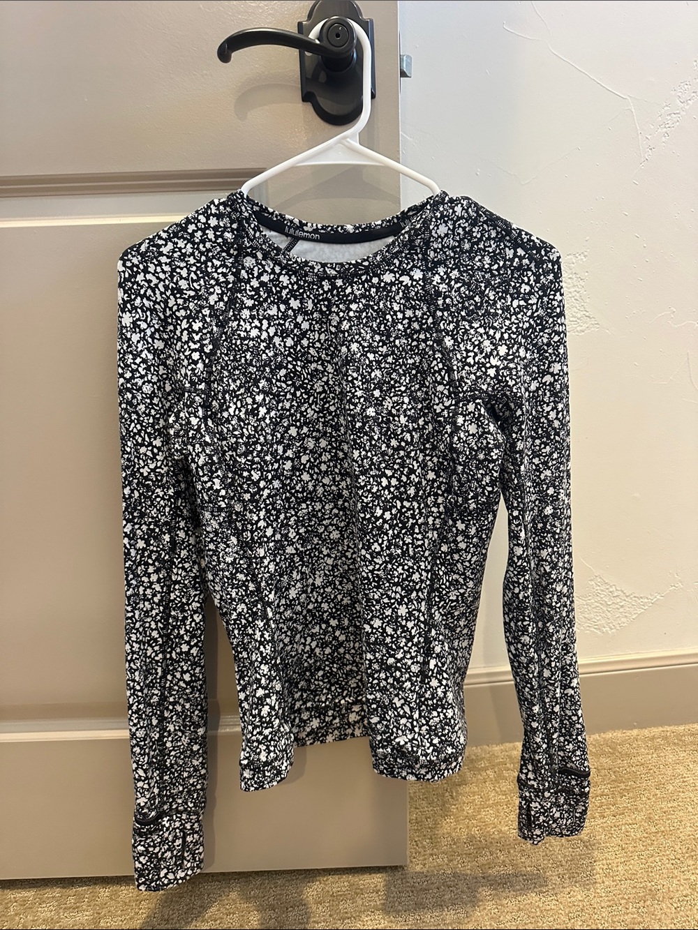 lululemon athletica Black and White Speckle Tennis shirt with pockets